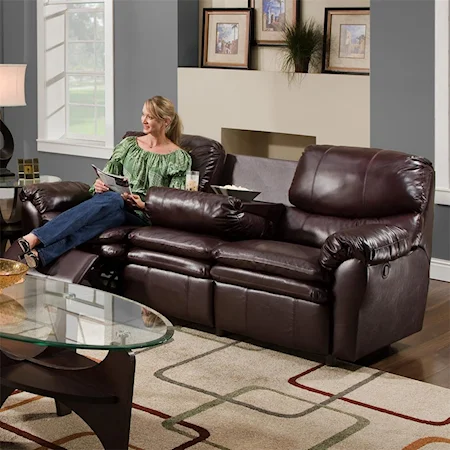 Motion Sofa with Built-In Fold-DownTable and Reclining Seats